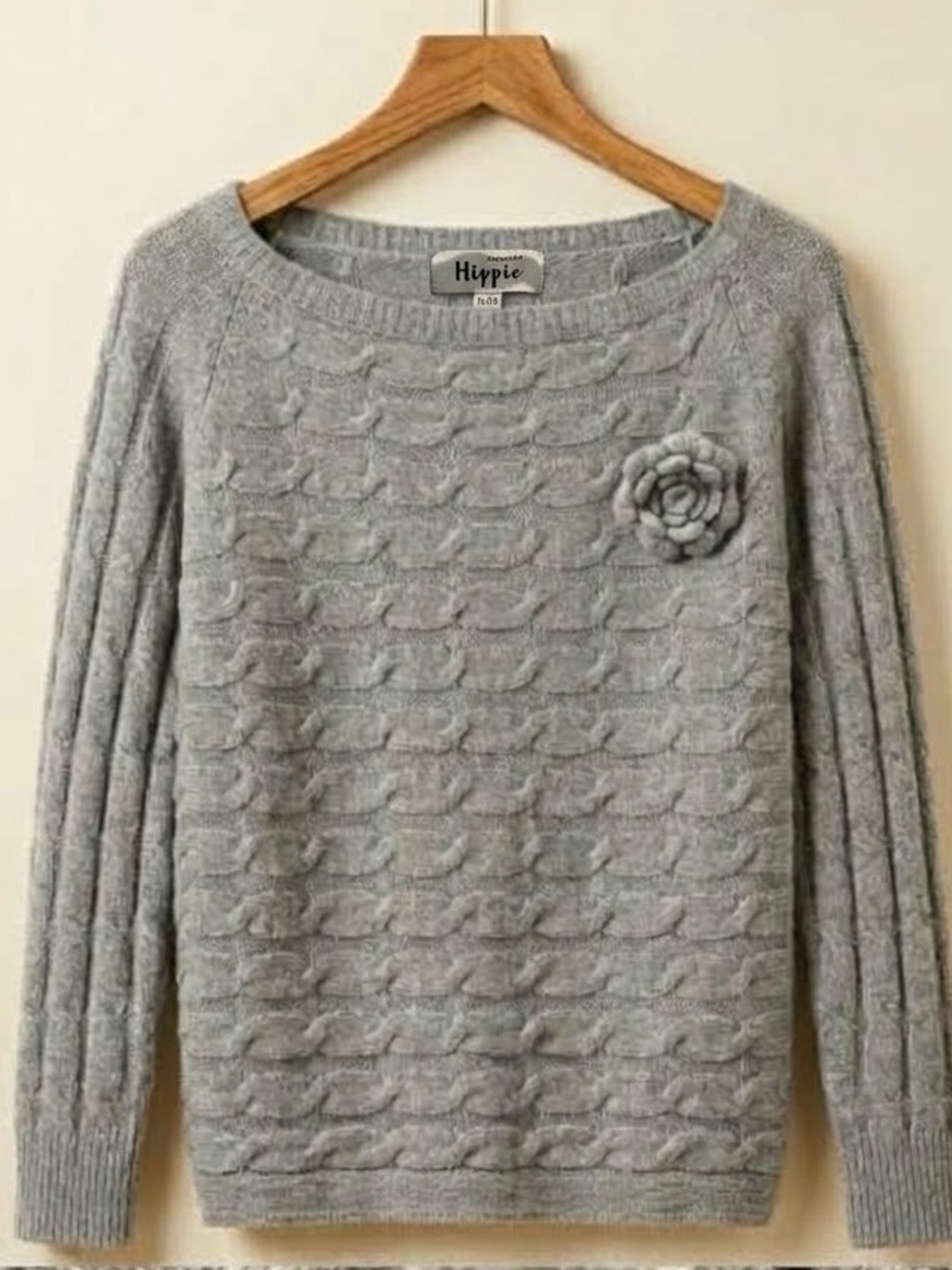 Military Hippie Gray Cable Knit Sweater 1x/2x